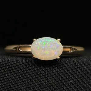 Colorful Brazilian Opal Sparkling Adjustable .925 Sterling Silver Ring Handmade